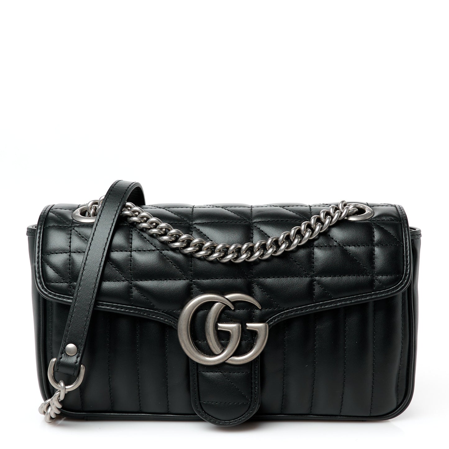 Calfskin Matelasse Aria Small GG Marmont Shoulder Bag Black