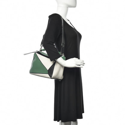 Loewe Calfskin Medium Puzzle Bag Forest Green White Black 2 of 11