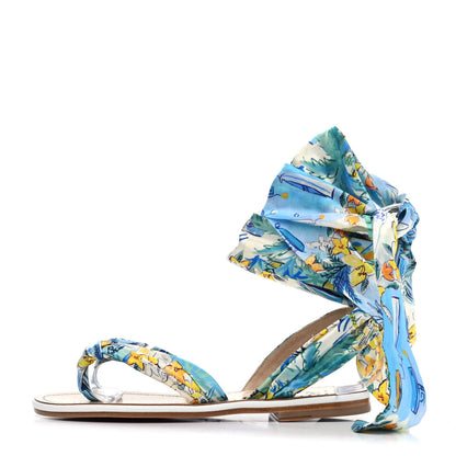 Christian Louboutin Nappa Crepe Satin Spetsos Flat Sandals 38 Bianco Multicolor 1 of 4