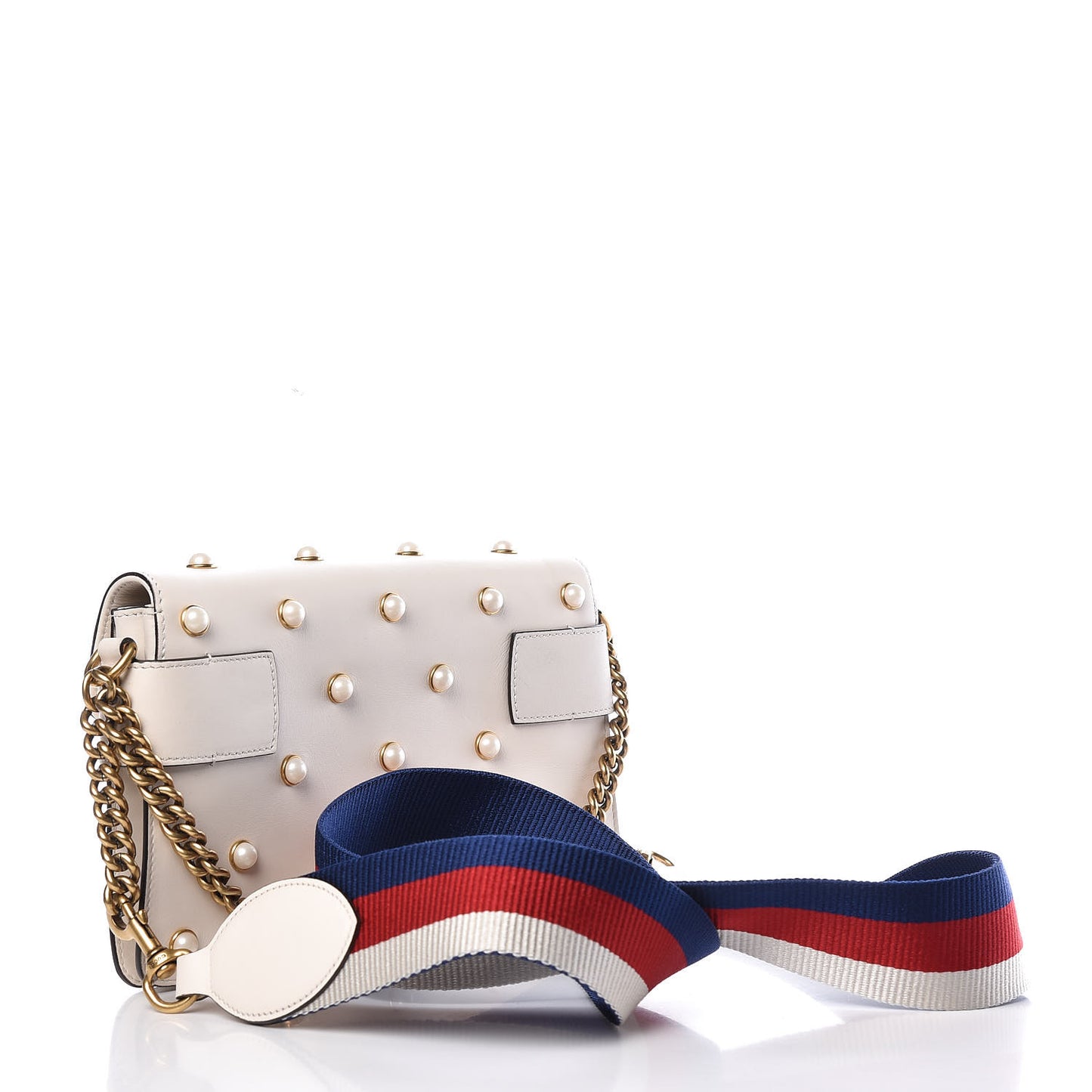 Nappa Pearl Studded Mini Queen Margaret Broadway Shoulder Bag Mystic White
