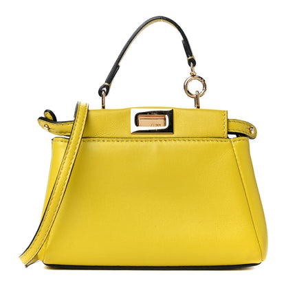Fendi Shiny Nappa Micro Peekaboo Iconic Satchel Lime 1 of 4