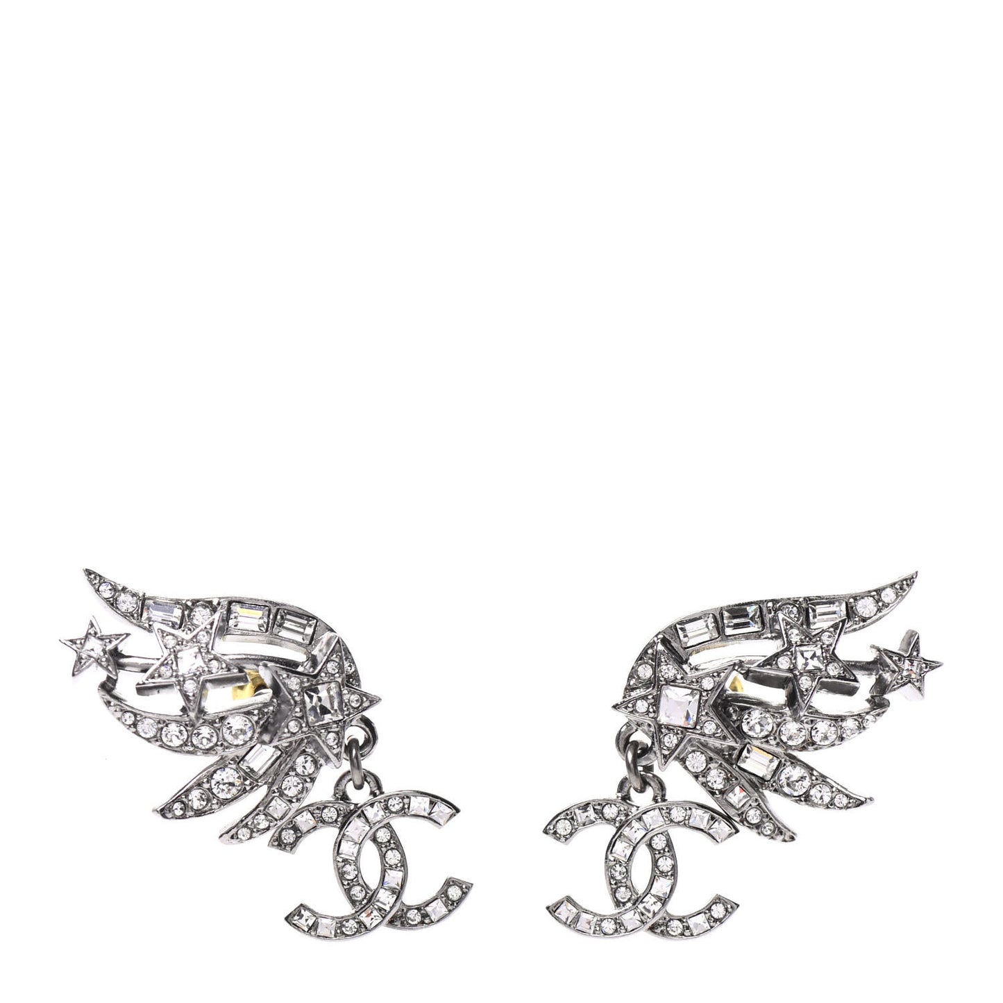 Crystal CC Star Earrings Silver