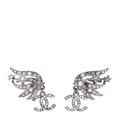 Chanel Crystal CC Star Earrings Silver 1 of 5