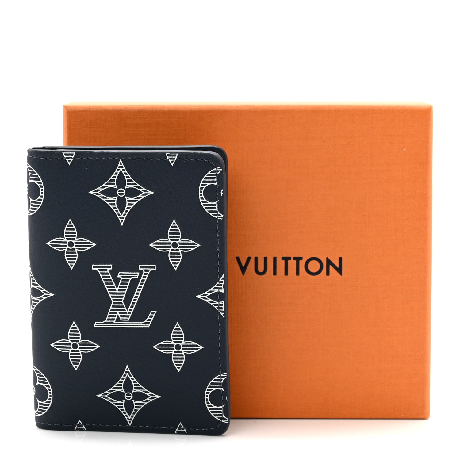 Louis Vuitton Calfskin Monogram Shadow Pocket Organizer Navy Blue White 7 of 7