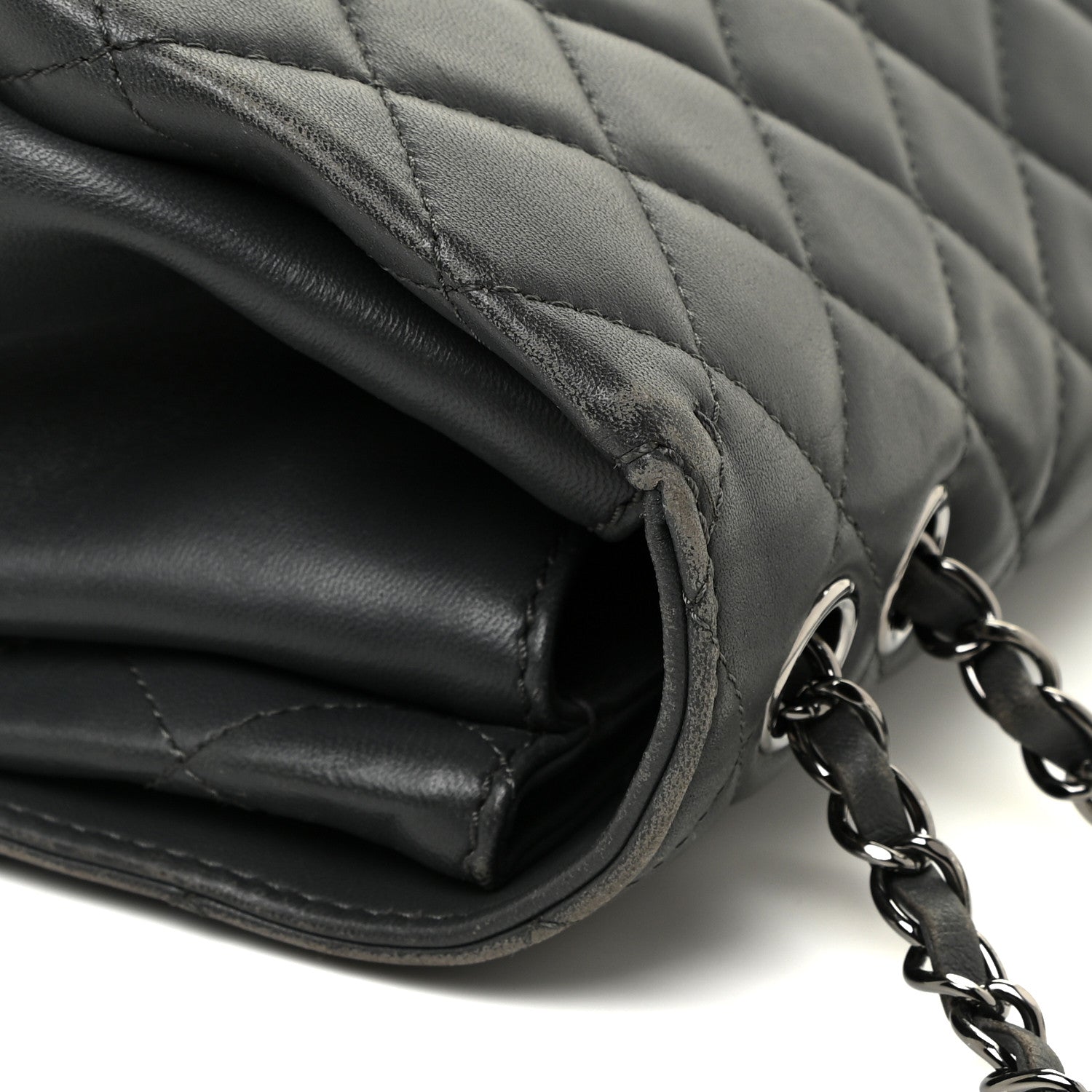 Chanel Lambskin Quilted Jumbo Coco Loop Flap Charcoal Grey 17 of 22