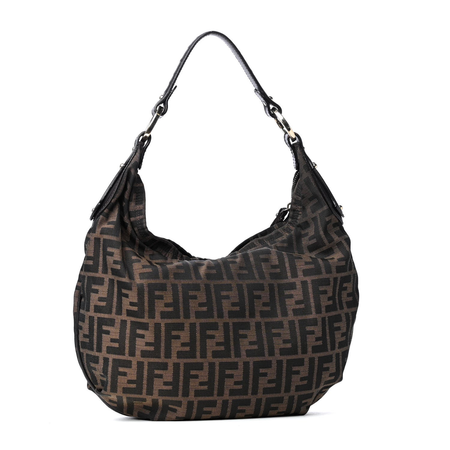 Fendi Zucca Cuoio Lucido Small Chef Hobo Tobacco Moro 2 of 4