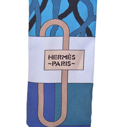 Hermes Silk Ballet Aquatique Twilly Indigo Turquoise Ciel 5 of 5