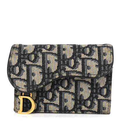Christian Dior Oblique Saddle Card Holder Blue 1 of 7
