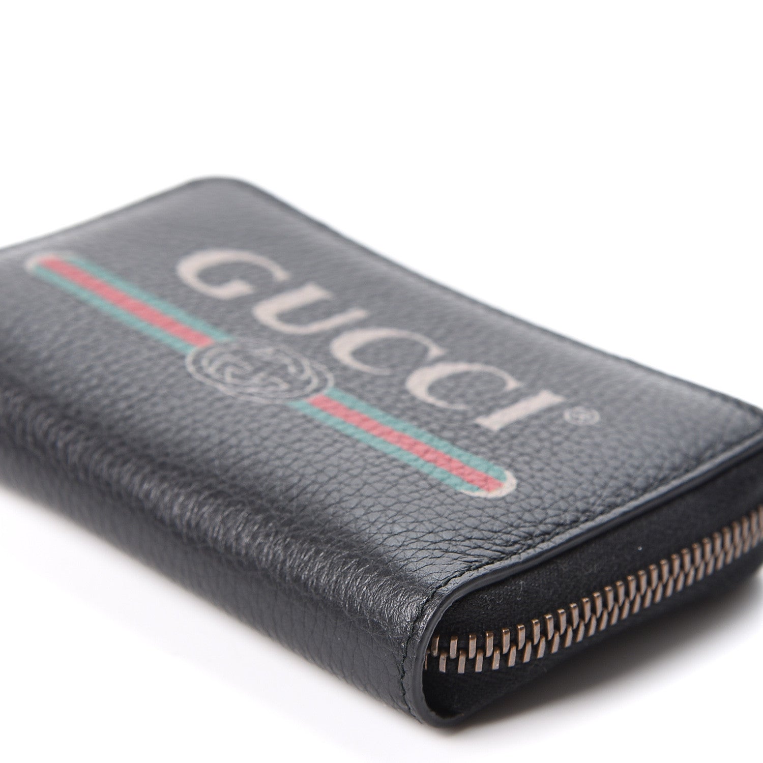 Gucci Calfskin Logo Zip Around Card Case Black 7 of 8