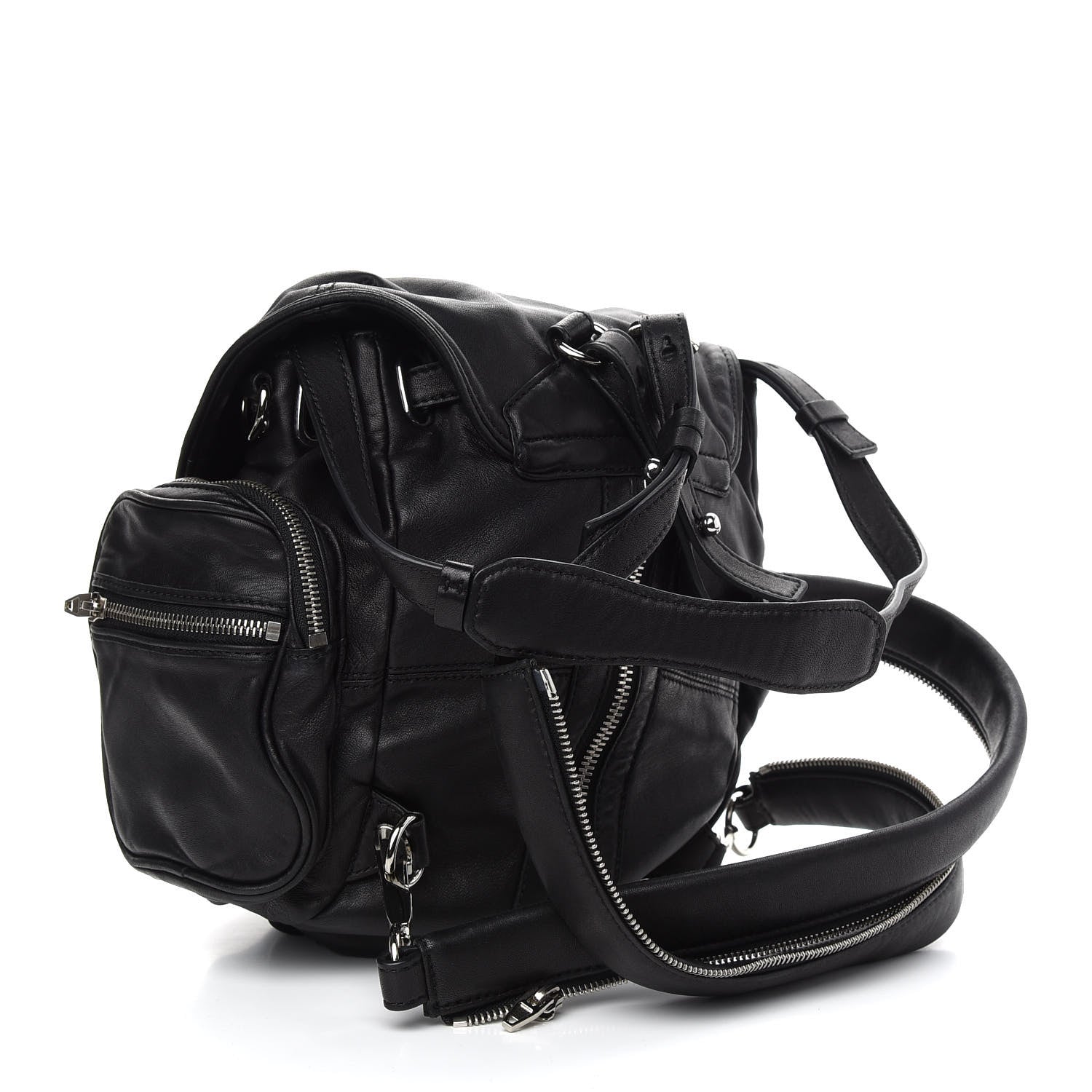 Alexander Wang Lambskin Marti Backpack Bag Washed Black Rhodium Hardware 3 of 9