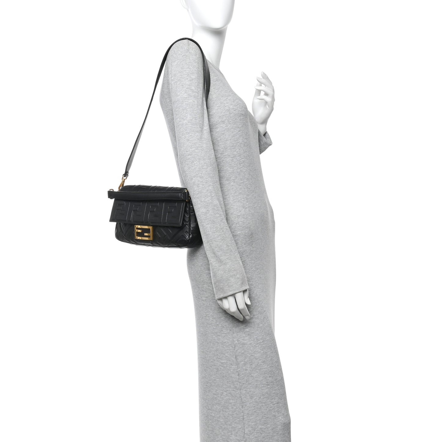 Nappa FF 1974 Embossed Baguette Black