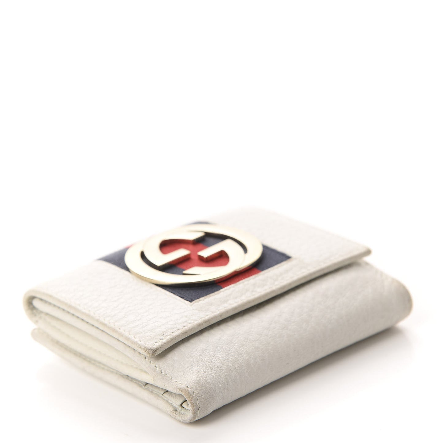 Goatskin Web French Flap Wallet White