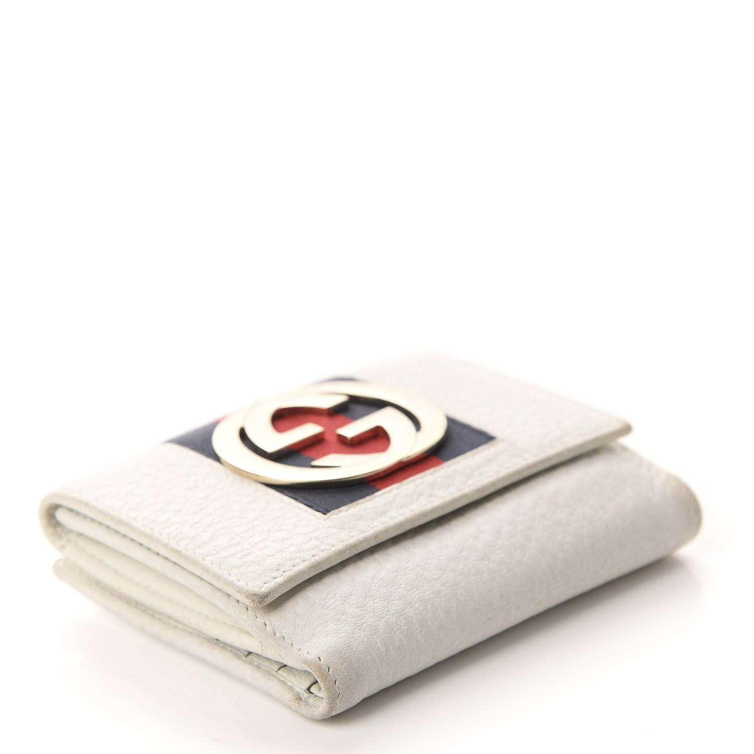 Gucci Goatskin Web French Flap Wallet White 4 of 13