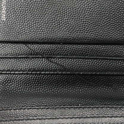Saint Laurent Grain De Poudre Matelasse Chevron Monogram Zipped Card Case Black 12 of 12