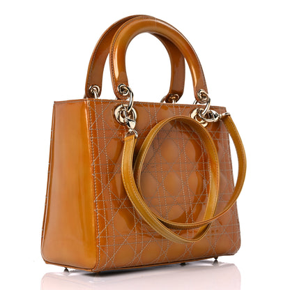 Christian Dior Metallic Patent Cannage Medium Lady Dior Yellow 2 of 20