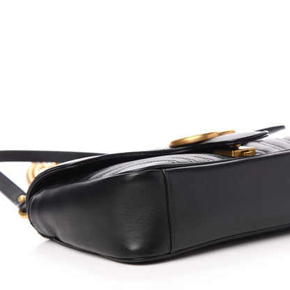 Gucci Calfskin Matelasse Small GG Marmont Shoulder Bag Black 10 of 13