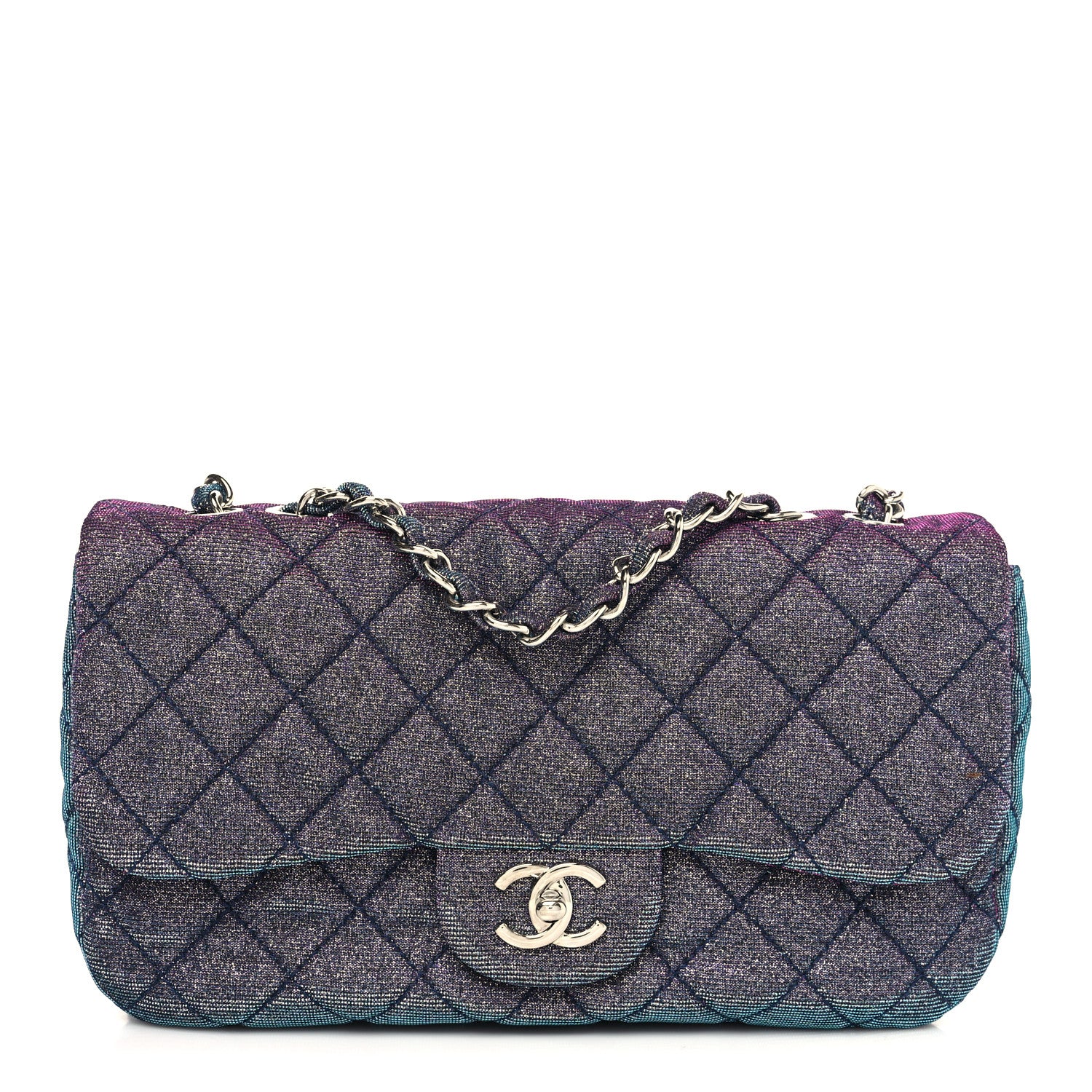 Chanel Iridescent Glitter Fabric Jumbo Single Flap Multicolor 1 of 10