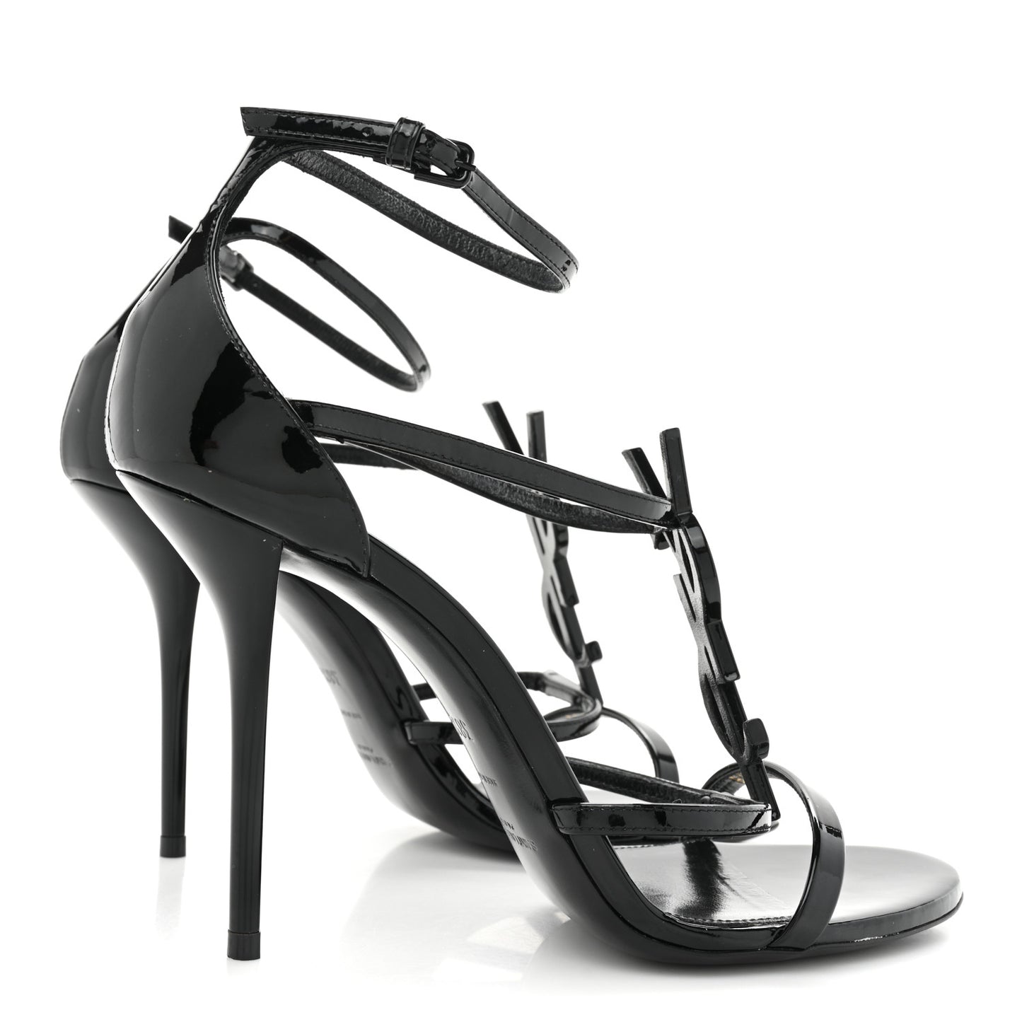 Calfskin Cassandra 100 Ankle Strap Sandals 38.5 Black