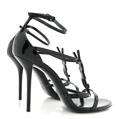 Saint Laurent Calfskin Cassandra 100 Ankle Strap Sandals 38.5 Black 4 of 13