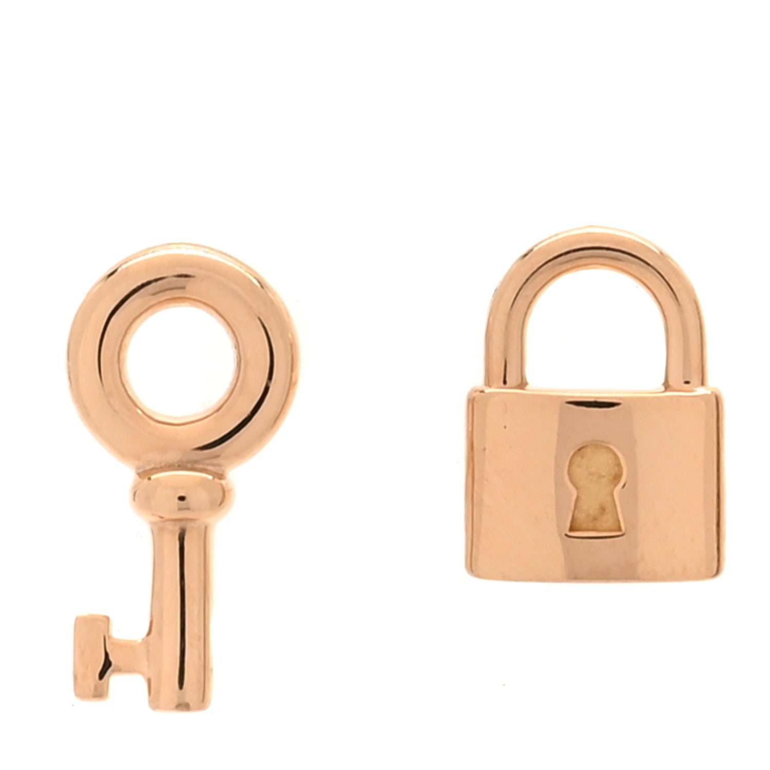Tiffany 18K Rose Gold Mini Key and Lock Earrings 1 of 5