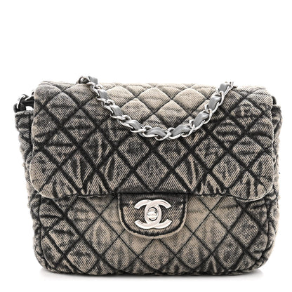 Chanel Washed Denim Quilted Small Denimpression Flap Grey Black 1 of 12