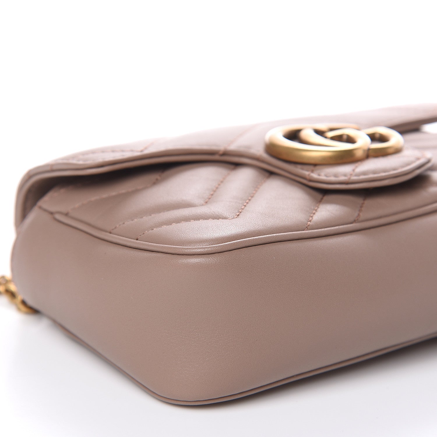 Gucci Calfskin Matelasse Super Mini GG Marmont Shoulder Bag Porcelain Rose 9 of 11
