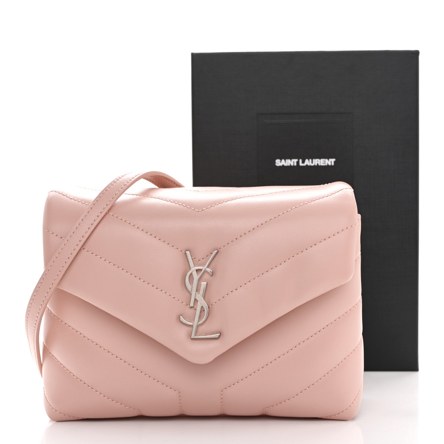 Saint Laurent Calfskin Y Quilted Monogram Toy Loulou Crossbody Bag Pale Blush 12 of 12