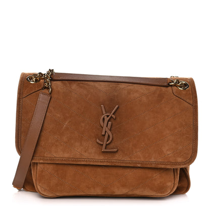 Saint Laurent Suede Monogram Medium Niki Chain Satchel Cinnamon 1 of 12