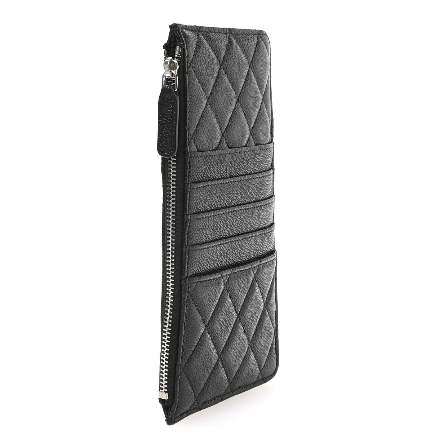 Caviar Quilted Classic Flat Wallet Pouch Black