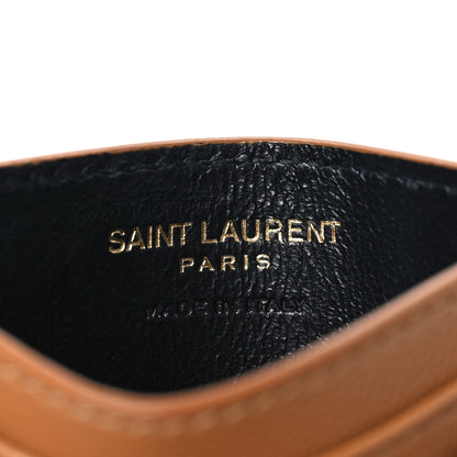 Saint Laurent Grain De Poudre Matelasse Chevron Monogram Credit Card Case Natural Dark 6 of 10