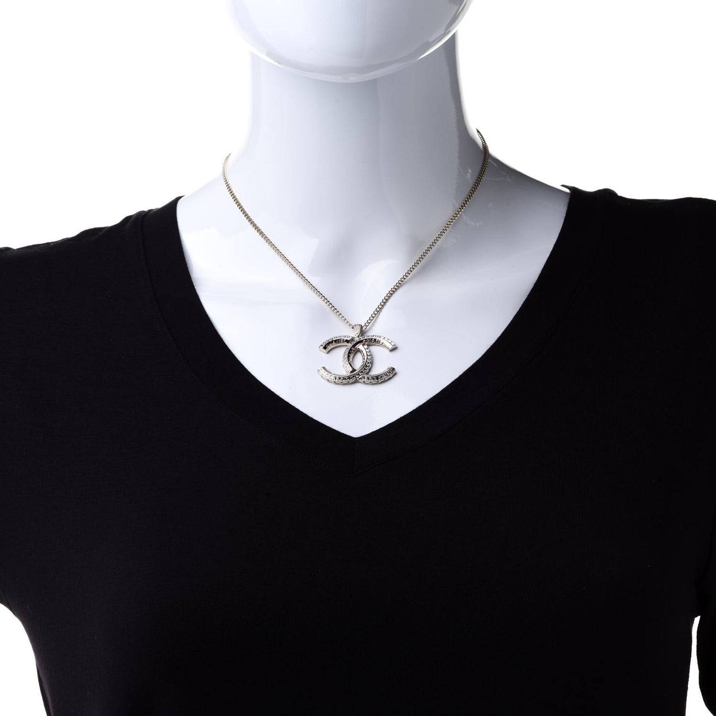 Crystal CC Chain Necklace Gold