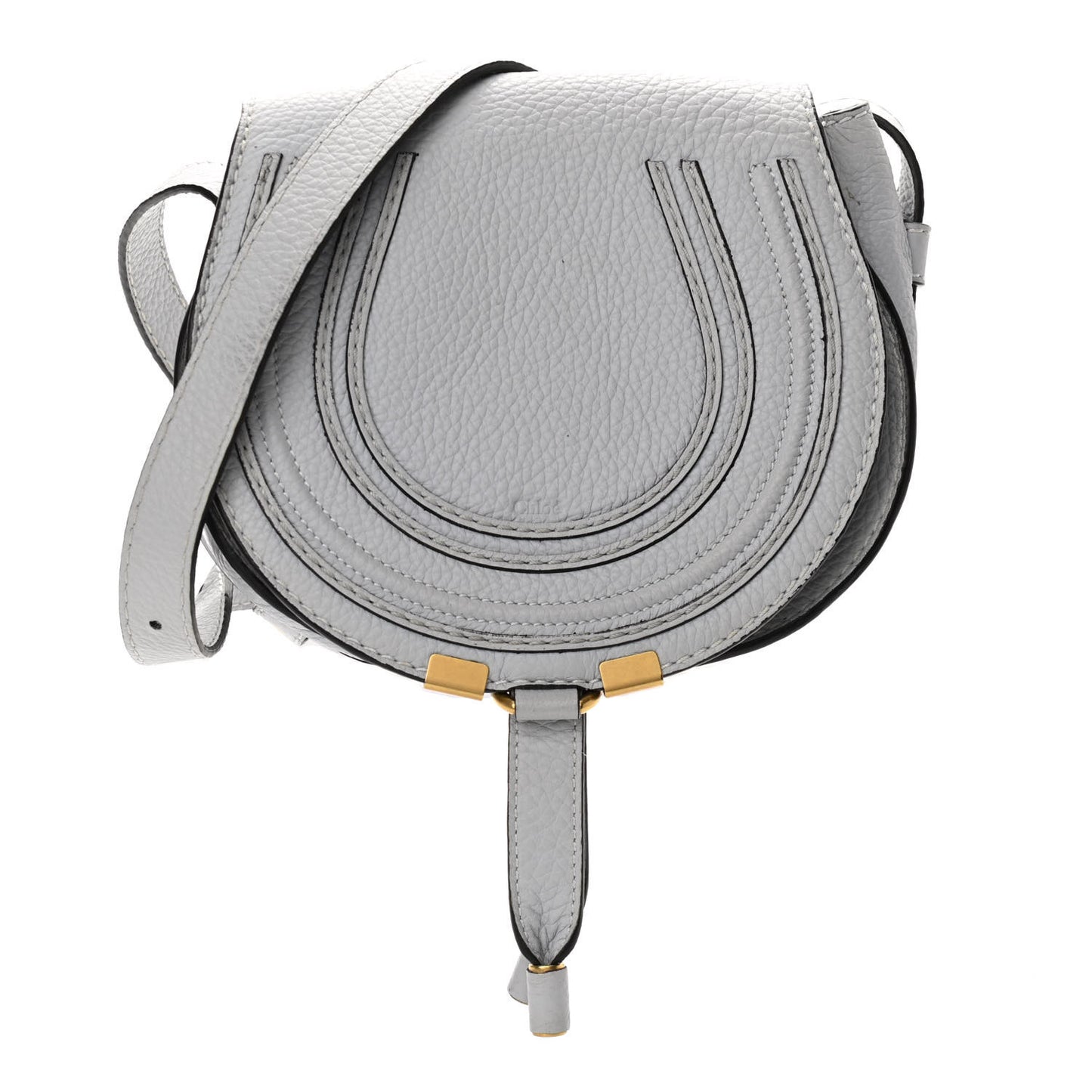Calfskin Marcie Round Crossbody Bag Light Cloud