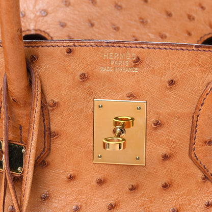 Hermes Ostrich Birkin 35 Gold 7 of 38