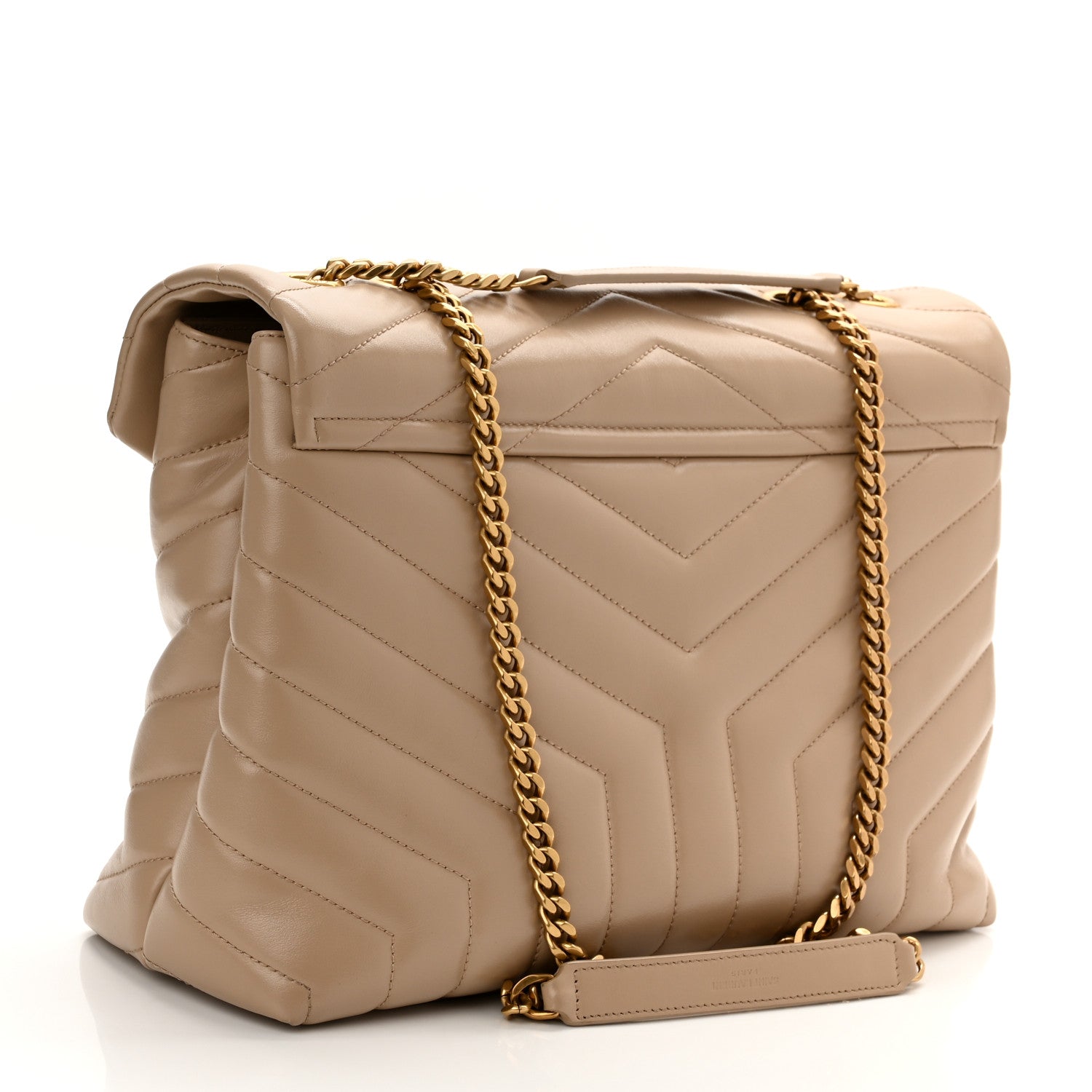Saint Laurent Calfskin Y Quilted Monogram Medium Loulou Chain Satchel Dark Latte 2 of 10
