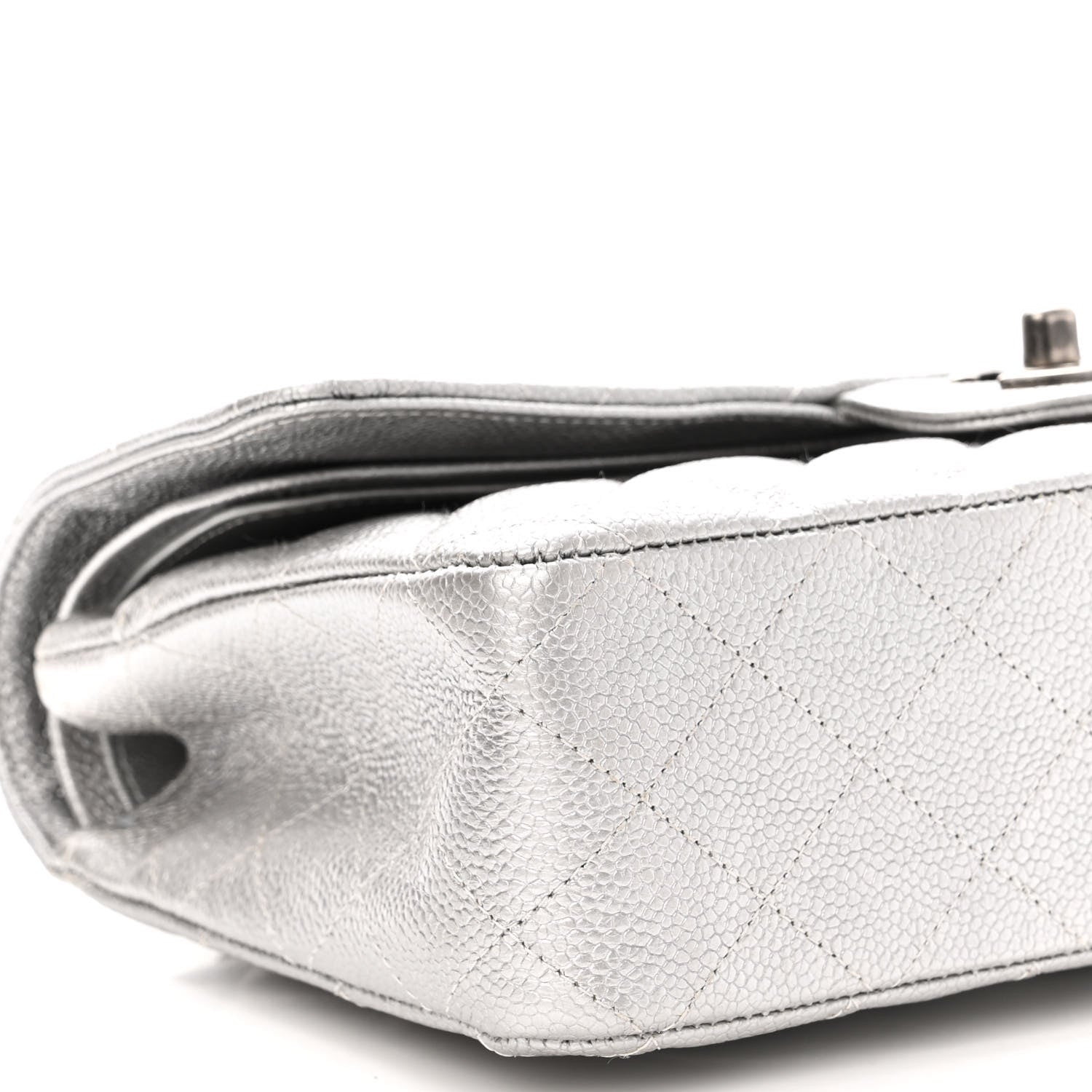 Chanel Metallic Caviar Quilted Medium Double Flap Silver 9 of 10