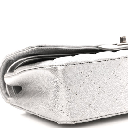 Chanel Metallic Caviar Quilted Medium Double Flap Silver 9 of 10