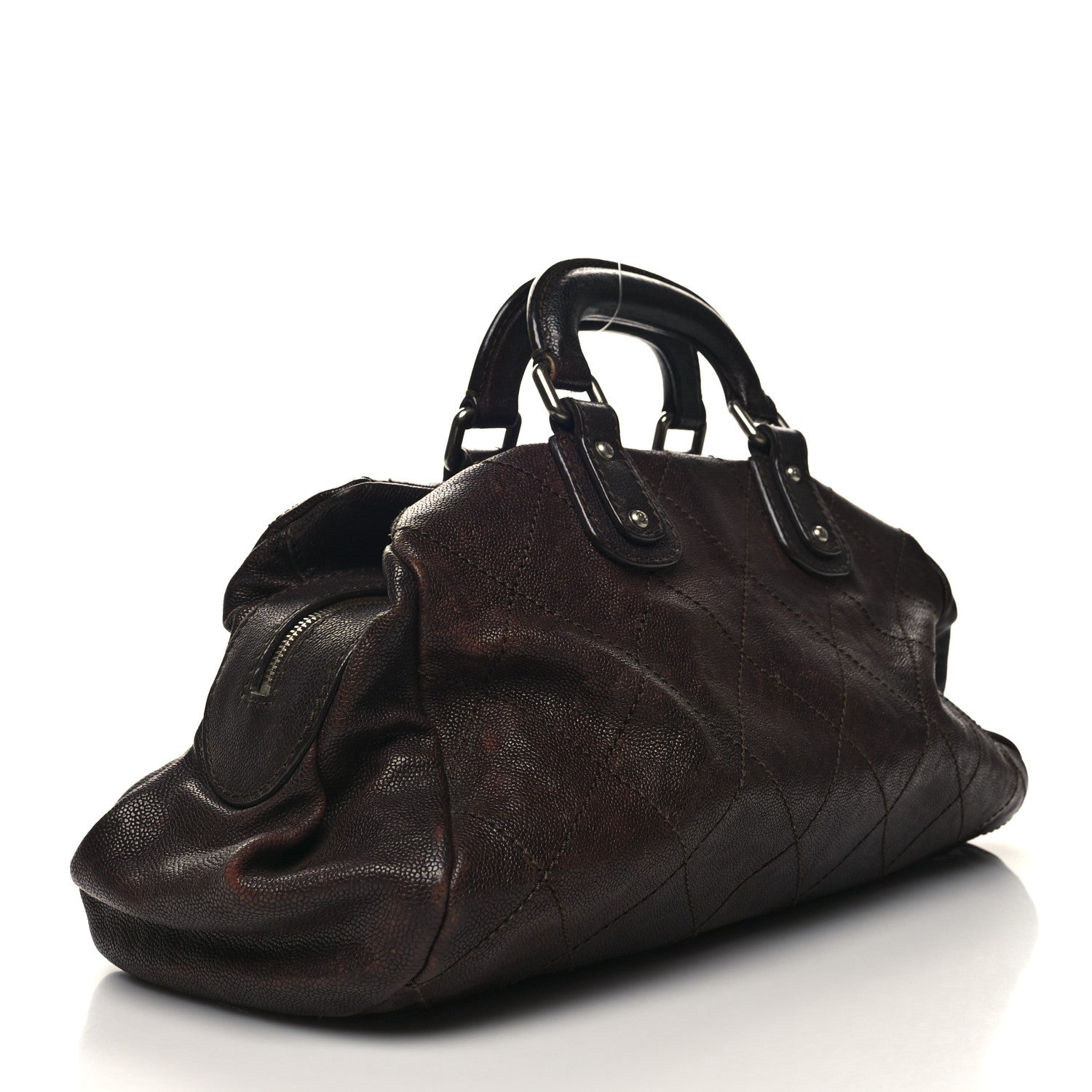 Chanel Caviar Quilted Bowler Tote Brown 3 of 15