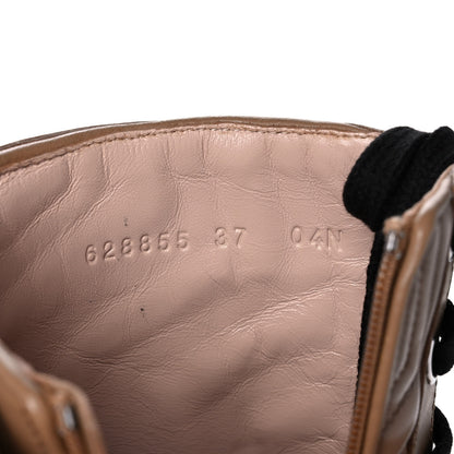 Gucci Nappa Frances GG Matelasse Platform Combat Boots 37 Natural Tan 8 of 12