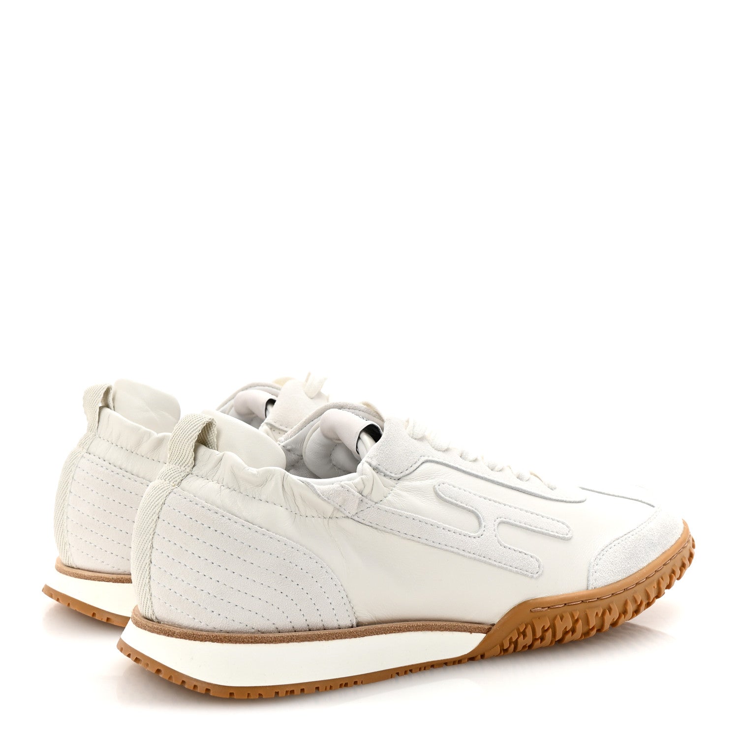 Hermes Nappa Suede Goatskin Jet Sneakers 37 White 1769277