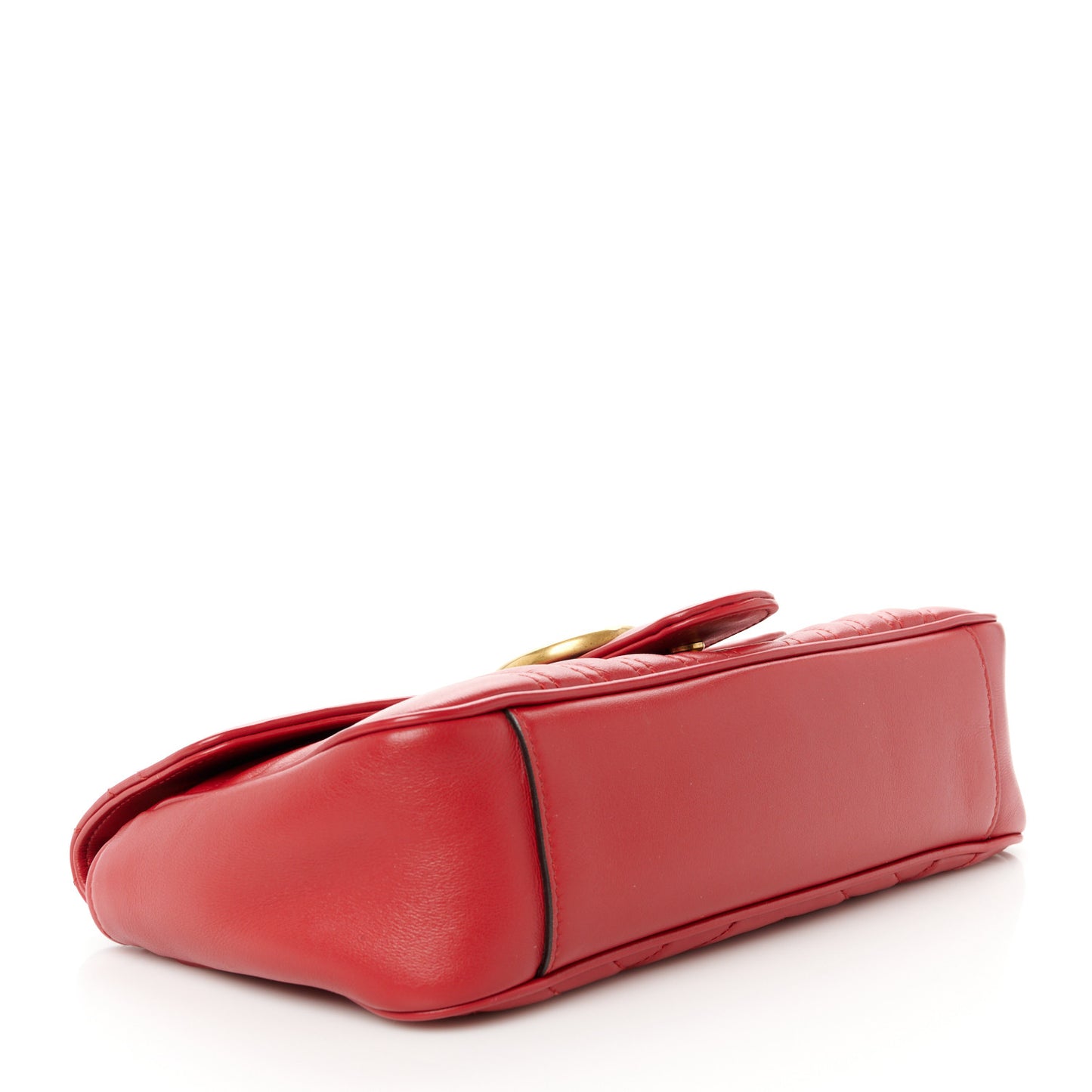 Calfskin Matelasse Small GG Marmont Shoulder Bag Hibiscus Red