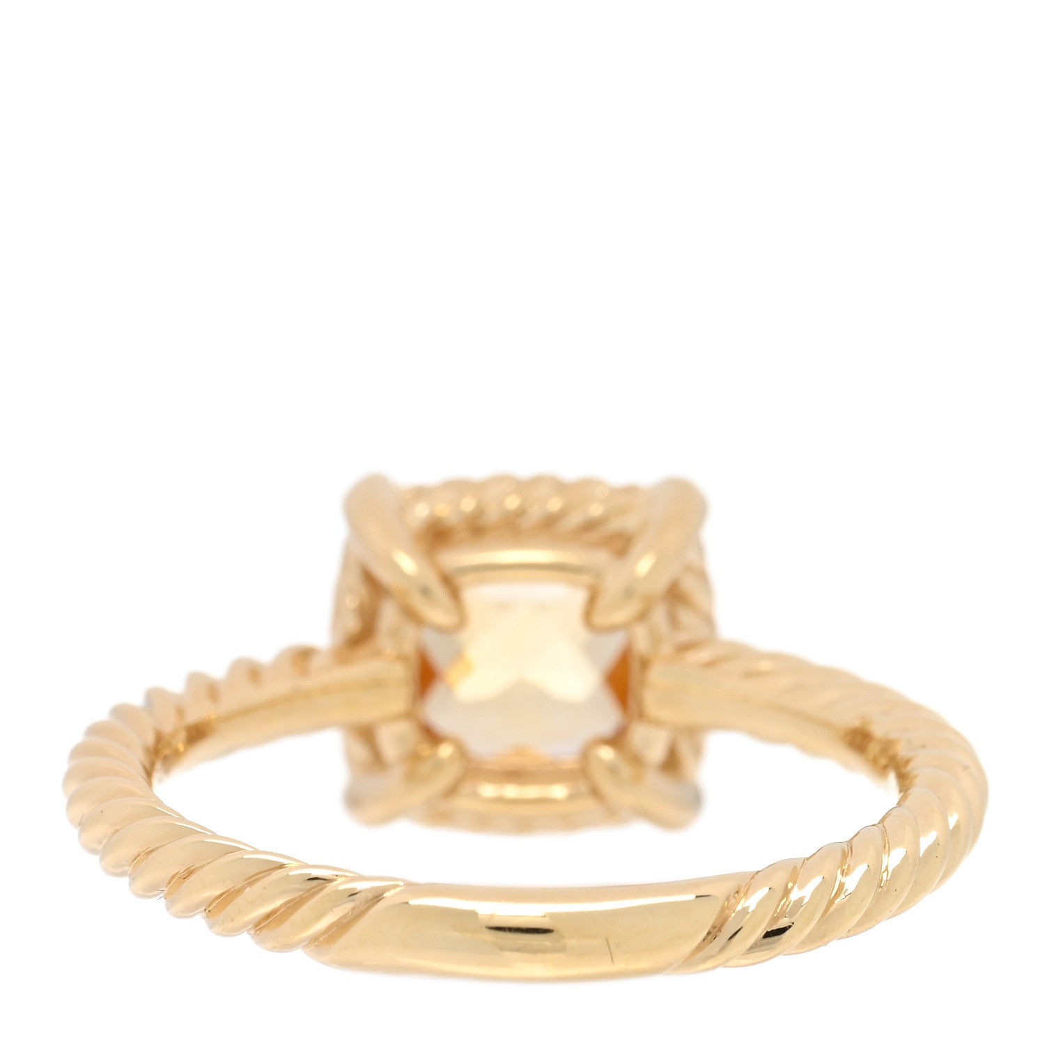 David Yurman 18K Yellow Gold Diamond Citrine 7mm Petite Chatelaine Pave Bezel Ring 56 7.5 3 of 4
