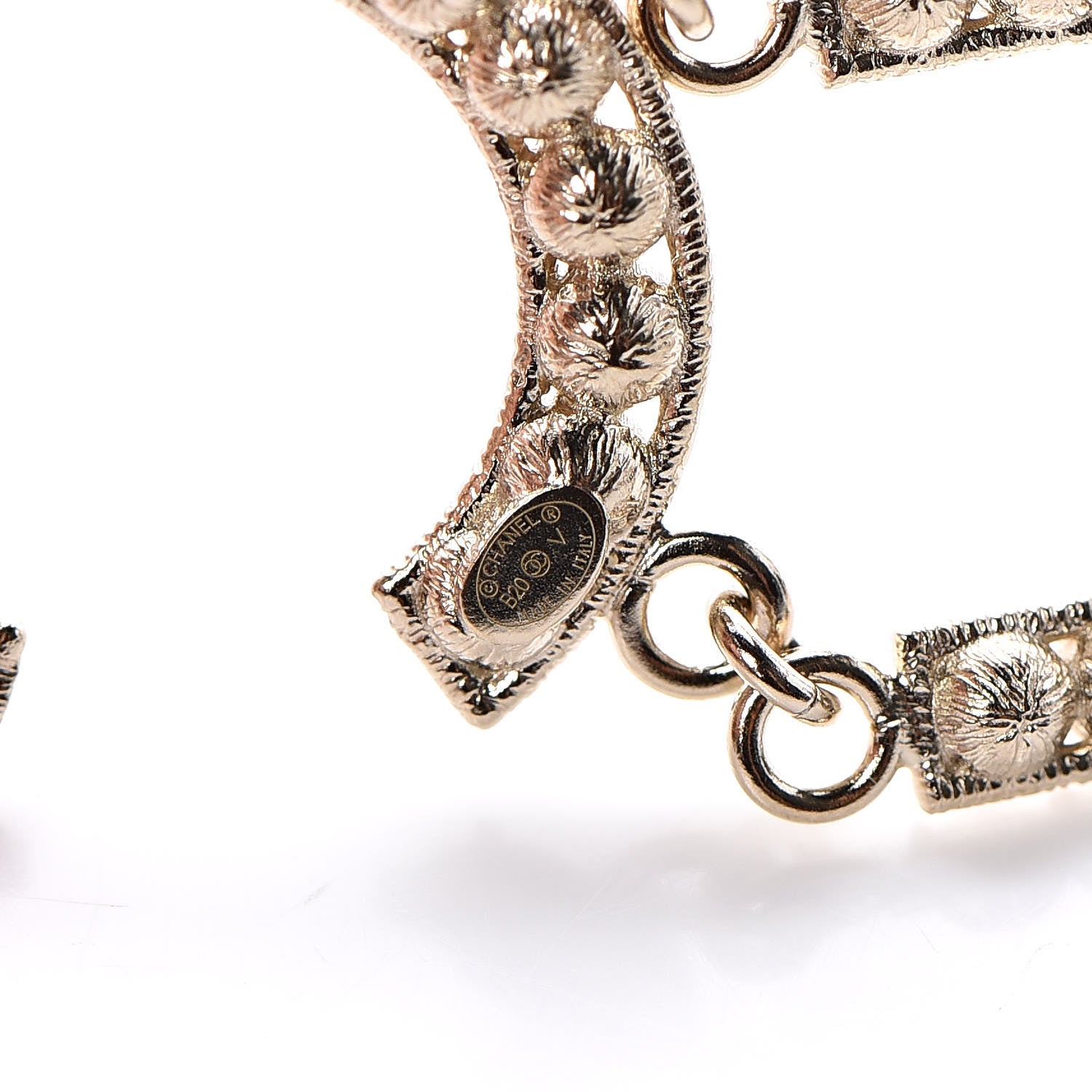 Chanel Crystal Cha-Nel Logo Drop Earrings Gold 4 of 5