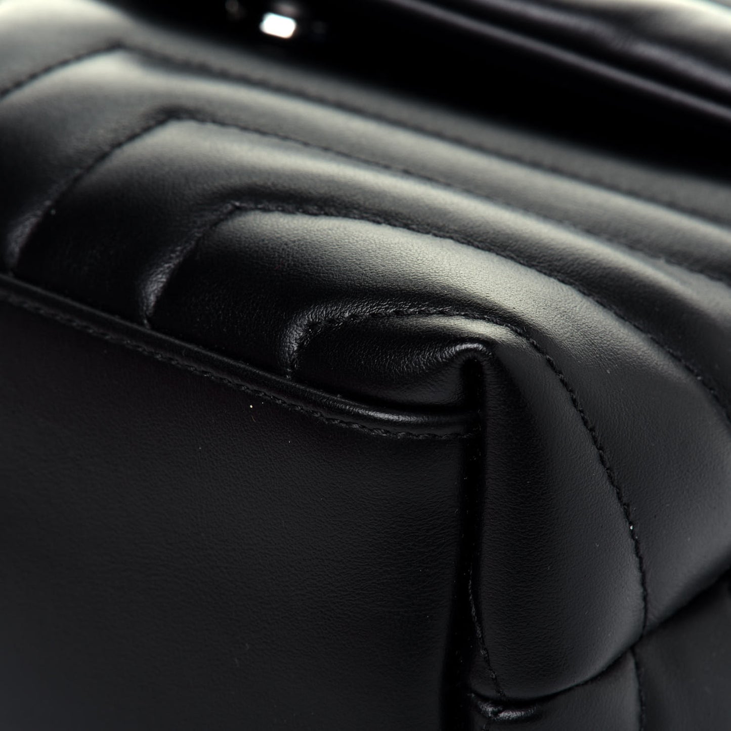 Calfskin Y Quilted Monogram Small Loulou Chain Satchel Black