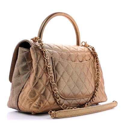 Chanel Metallic Caviar Quilted Small Coco Handle Flap Gold 3 of 13