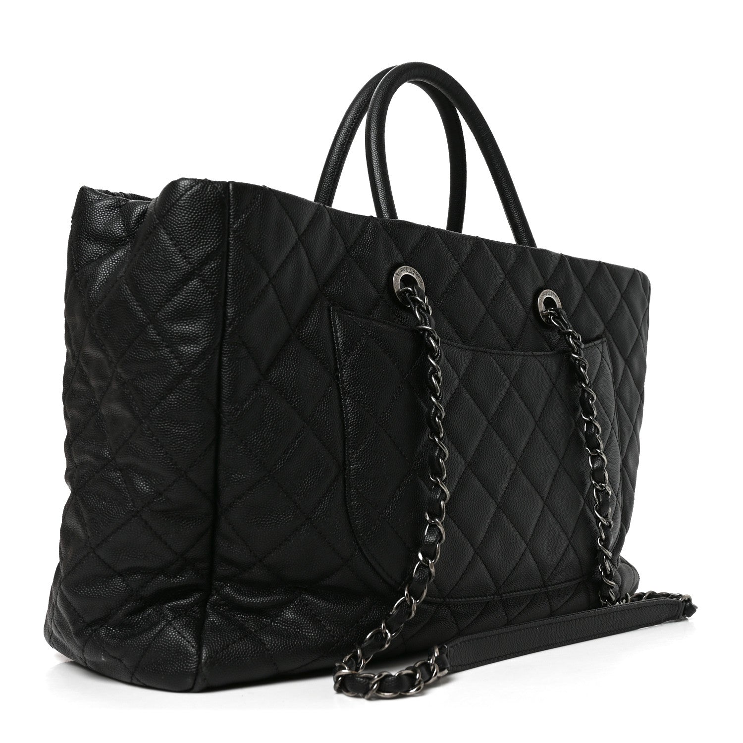 Chanel Caviar Quilted Large Coco Handle Shopping Tote Black 3 of 10