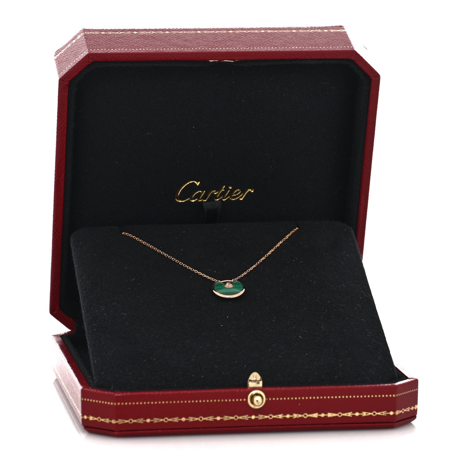 Cartier 18K Pink Gold Diamond Malachite XS Amulette de Cartier Pendant Necklace 5 of 5