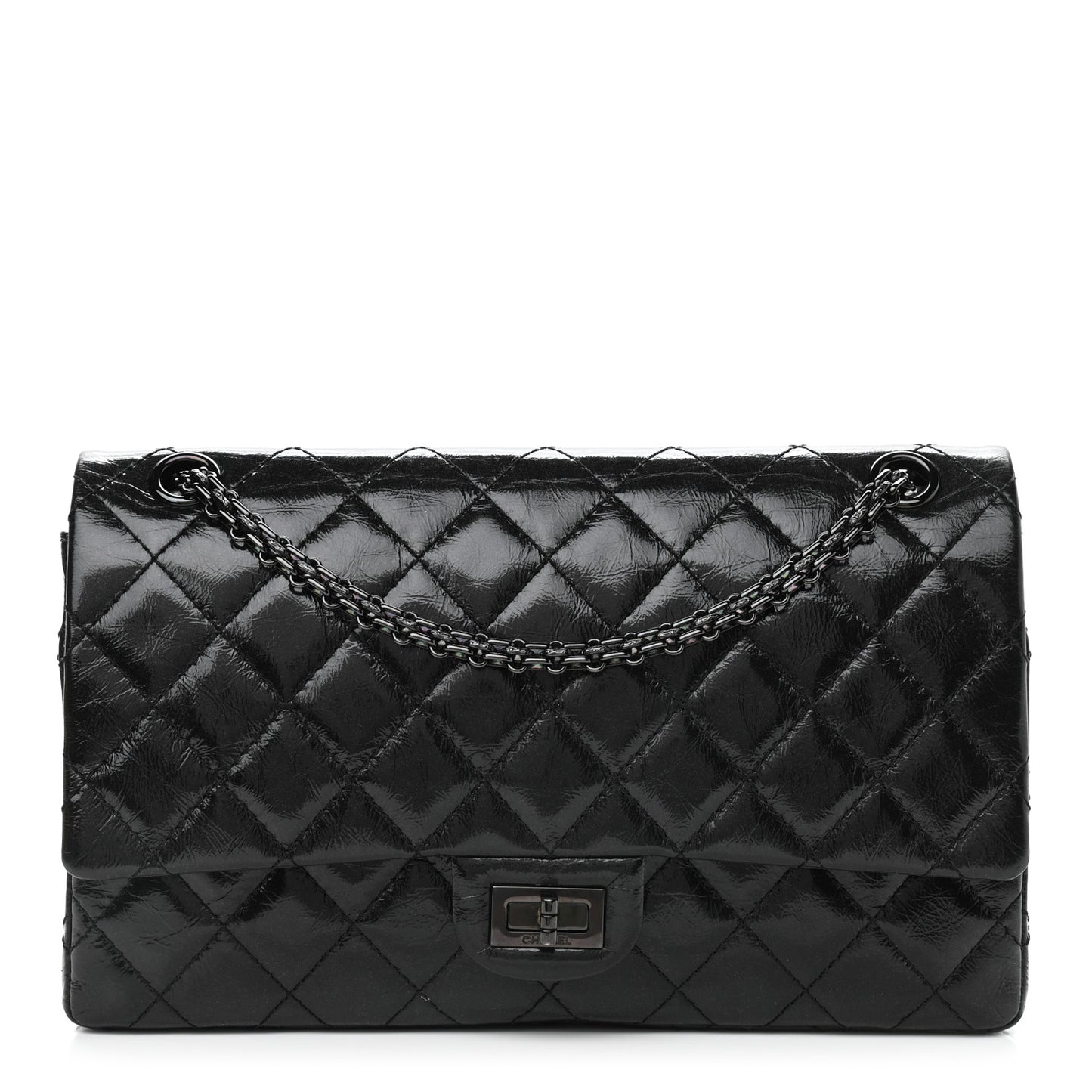 Glazed Calfskin Quilted 2.55 Reissue 226 Flap So Black