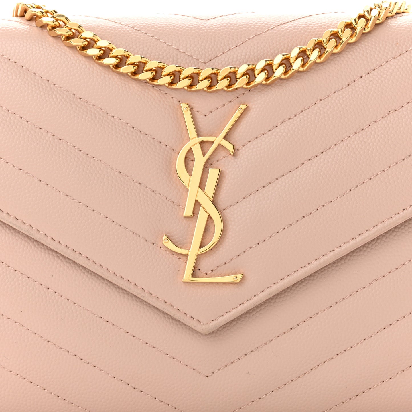 Grain De Poudre Matelasse Chevron Monogram Chain Wallet Pale Pink