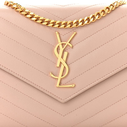 Saint Laurent Grain De Poudre Matelasse Chevron Monogram Chain Wallet Pale Pink 8 of 11