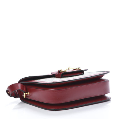 Gucci GG Supreme Monogram Azalea Calfskin Horsebit 1955 Shoulder Bag Beige Ebony New Cherry Red 4 of 13